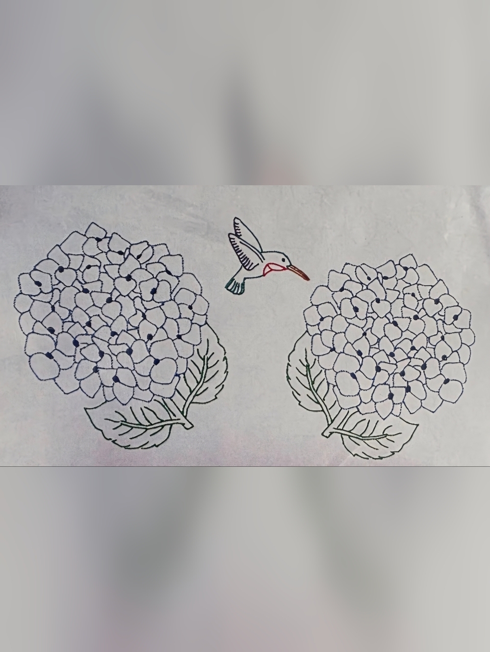 Floral Hummingbird Pillowcases Stamped For Embroidery With Floss (Discontinued) - Picture 3 of 4
